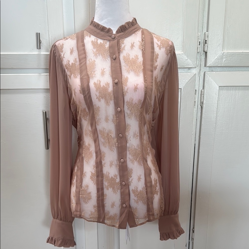 Elegant Sheer Blouse in Beige